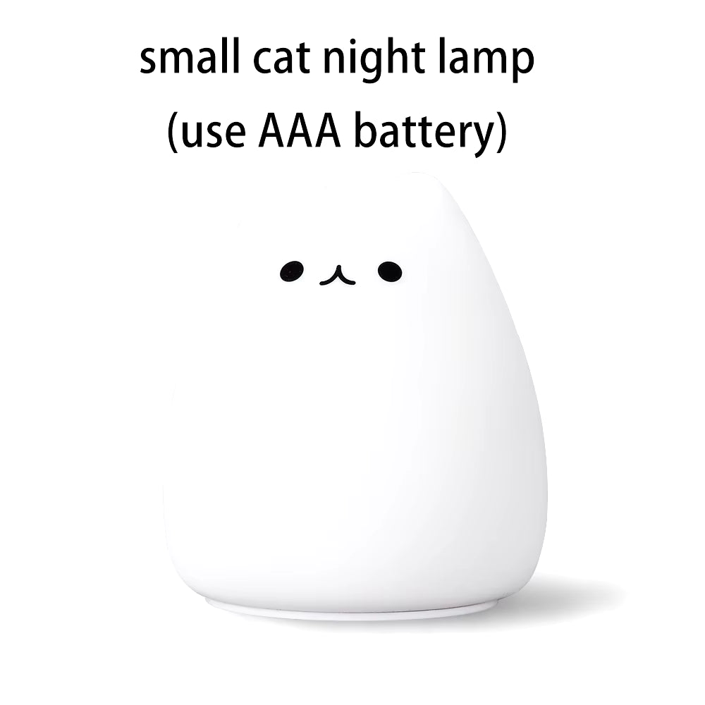 Colorful LED Night Light Animal Cute Cat Silicone Soft Breathing Cartoon Baby Nursery Lamp for Children Kid Gift Dropship