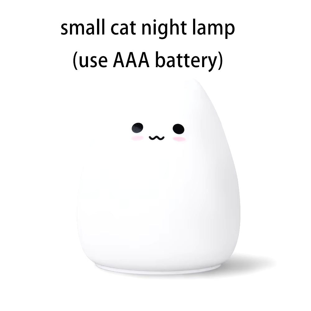 Colorful LED Night Light Animal Cute Cat Silicone Soft Breathing Cartoon Baby Nursery Lamp for Children Kid Gift Dropship