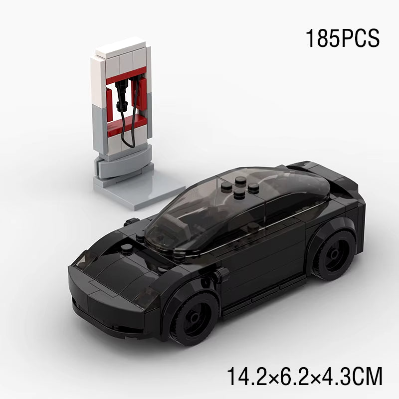 Moc Speed Champions Tesla Racer Cars City Sports Vehicle Building Blocks Creative Garage Toys Boys